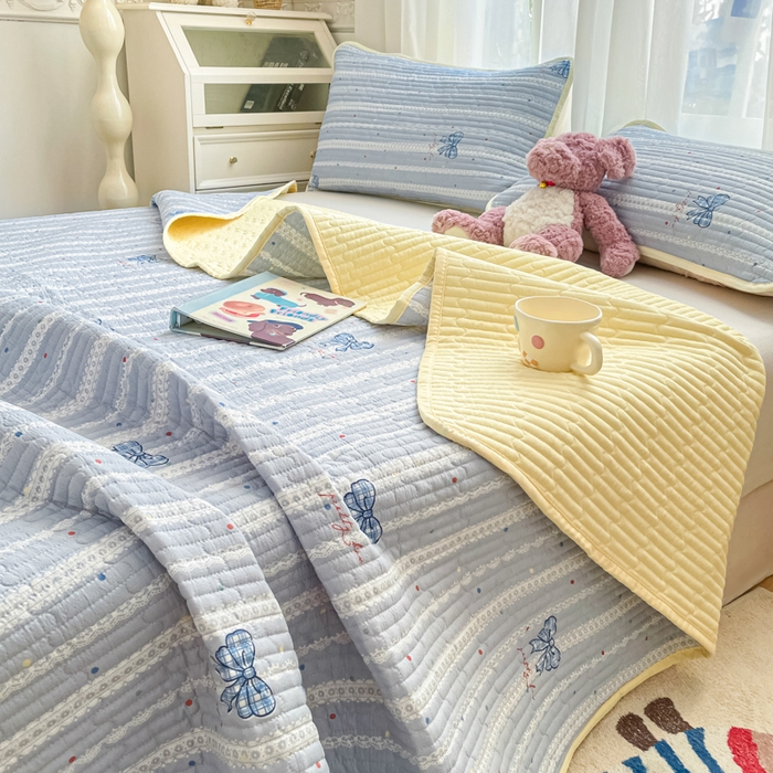 老帅的工厂店 2026新款A类云感双层纱7A抗菌单品床盖系列 碟织