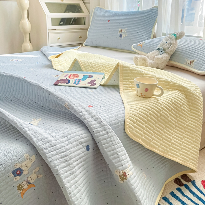 老帅的工厂店 2026新款A类云感双层纱7A抗菌单品床盖系列 兔眠