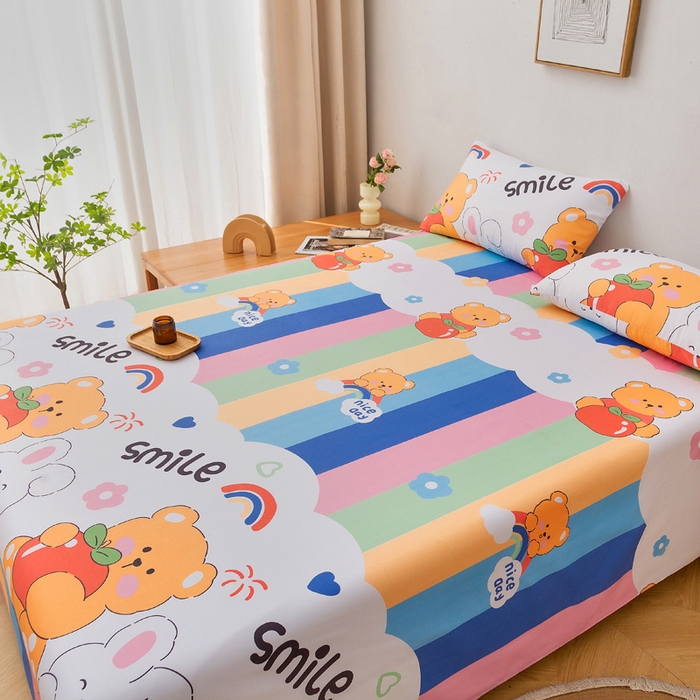 91家纺网 家纺一手货源 找家纺 首爱家纺 2026新款爆款印花原棉老粗布床单 七彩花园