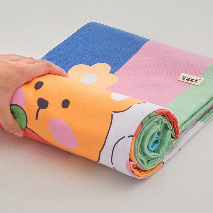 91家纺网 家纺一手货源 找家纺 首爱家纺 2026新款爆款印花原棉老粗布床单 七彩花园