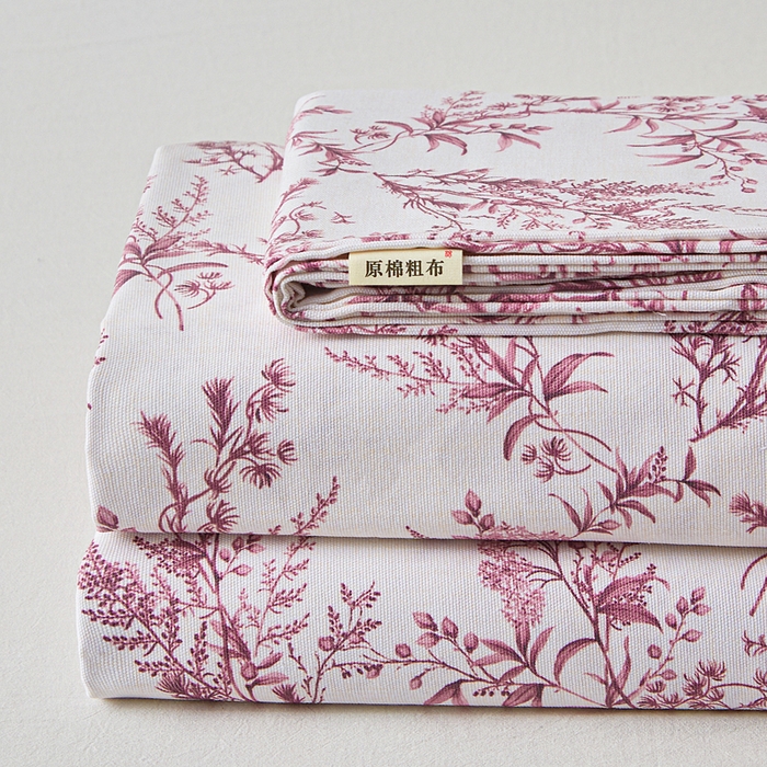 91家纺网 家纺一手货源 找家纺 首爱家纺 2026新款爆款印花原棉老粗布床单 瑞莎