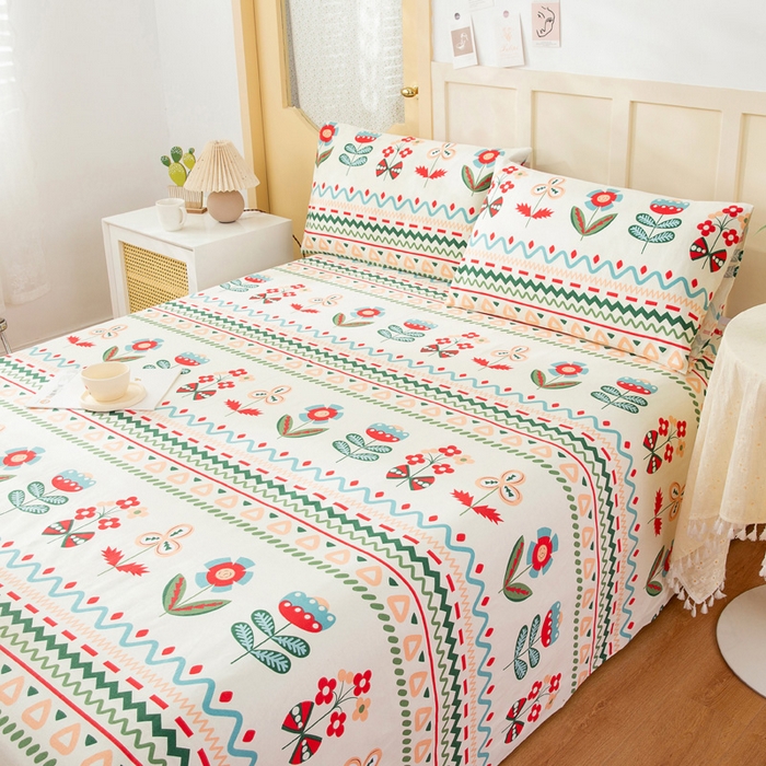 91家纺网 家纺一手货源 找家纺 首爱家纺 2026新款爆款印花原棉老粗布床单 时尚宠儿