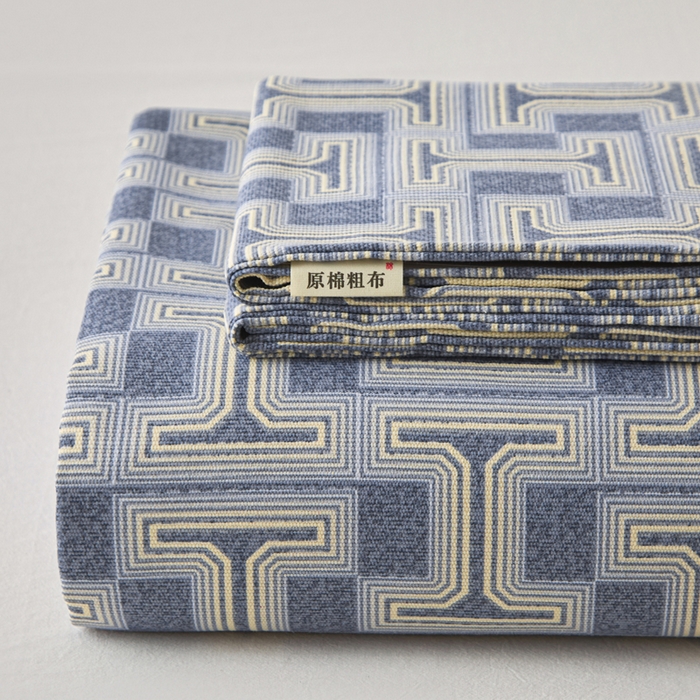 91家纺网 家纺一手货源 找家纺 首爱家纺 2026新款爆款印花原棉老粗布床单 时尚风