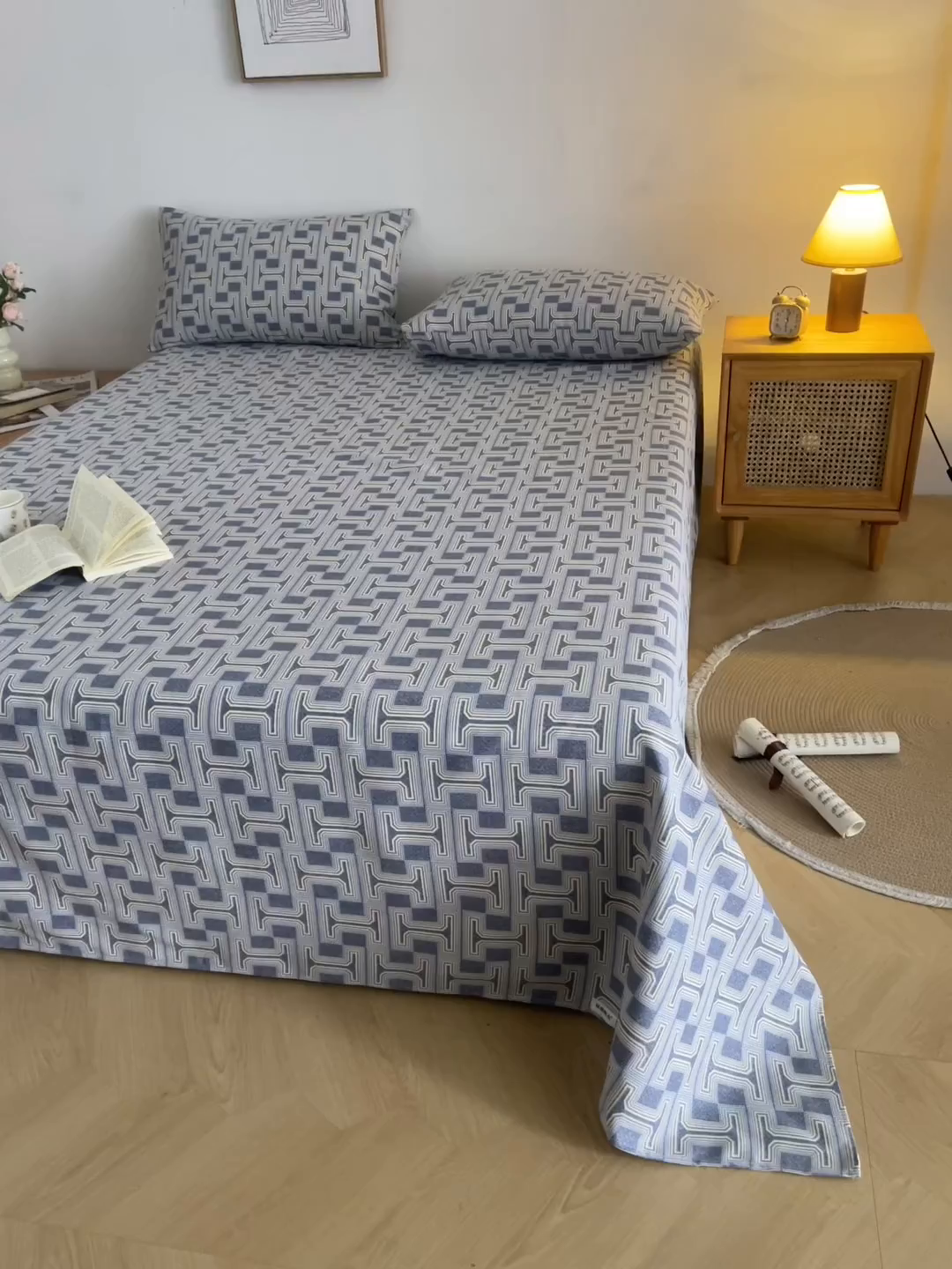 91家纺网 家纺一手货源 找家纺 首爱家纺 2026新款爆款印花原棉老粗布床单 时尚风