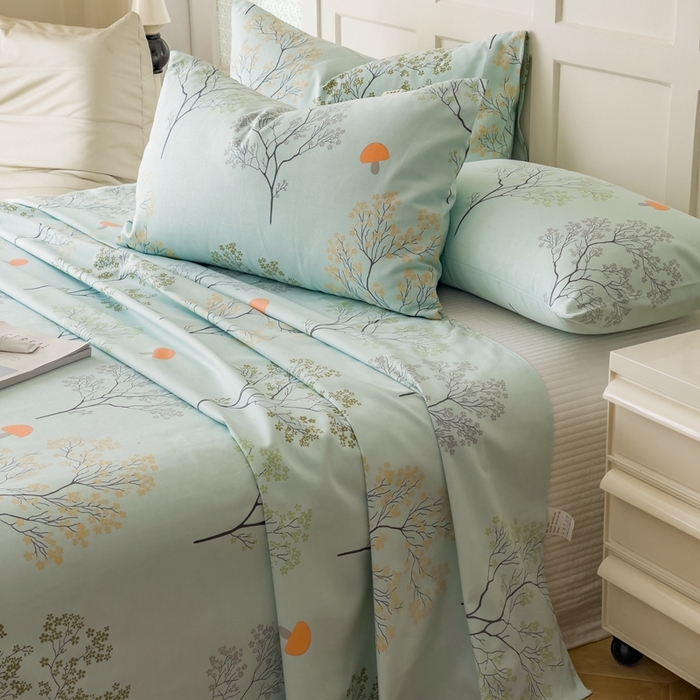 91家纺网 家纺一手货源 找家纺 首爱家纺 2026新款爆款印花原棉老粗布床单 蚀妆