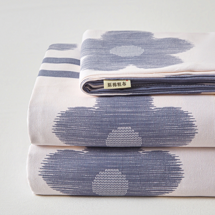 91家纺网 家纺一手货源 找家纺 首爱家纺 2026新款爆款印花原棉老粗布床单 水墨花