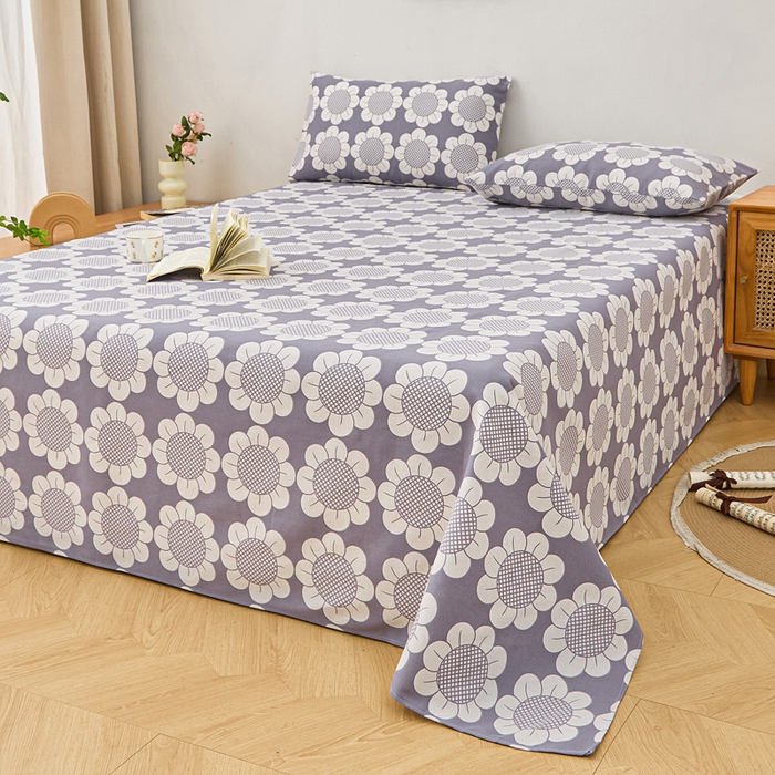 91家纺网 家纺一手货源 找家纺 首爱家纺 2026新款爆款印花原棉老粗布床单 太阳花