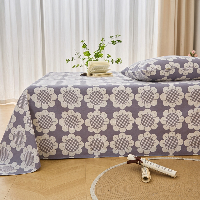 91家纺网 家纺一手货源 找家纺 首爱家纺 2026新款爆款印花原棉老粗布床单 太阳花