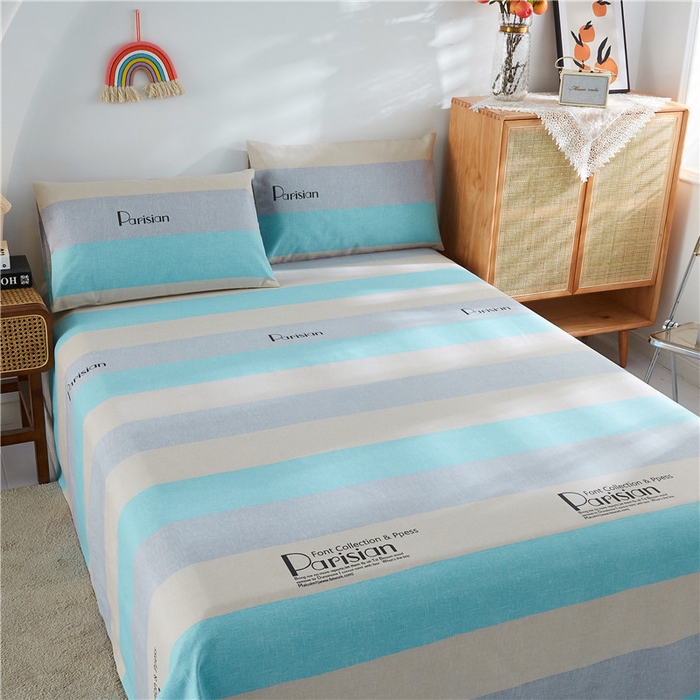 91家纺网 家纺一手货源 找家纺 首爱家纺 2026新款爆款印花原棉老粗布床单 微语-蓝