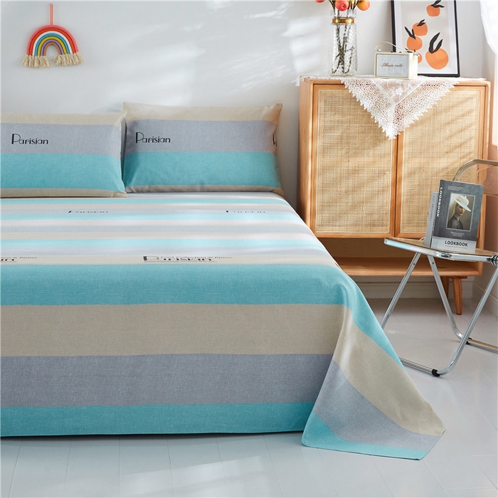 91家纺网 家纺一手货源 找家纺 首爱家纺 2026新款爆款印花原棉老粗布床单 微语-蓝