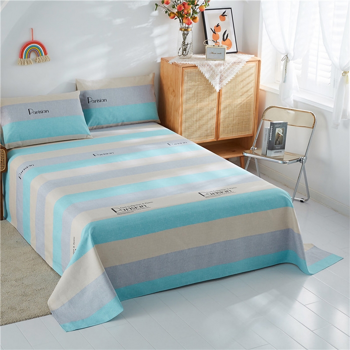 91家纺网 家纺一手货源 找家纺 首爱家纺 2026新款爆款印花原棉老粗布床单 微语-蓝