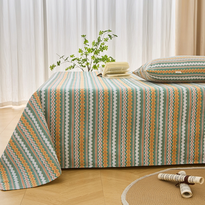 91家纺网 家纺一手货源 找家纺 首爱家纺 2026新款爆款印花原棉老粗布床单 向往条致