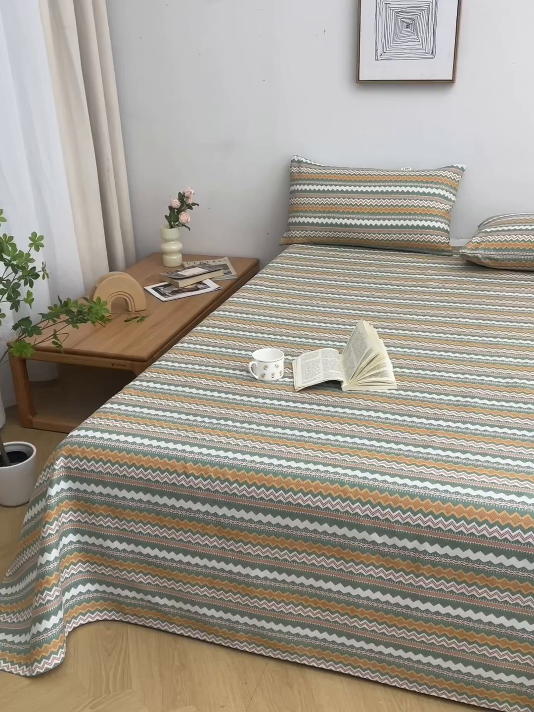 91家纺网 家纺一手货源 找家纺 首爱家纺 2026新款爆款印花原棉老粗布床单 向往条致