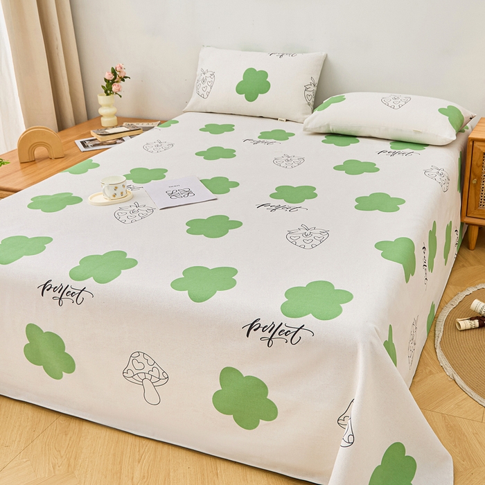 91家纺网 家纺一手货源 找家纺 首爱家纺 2026新款爆款印花原棉老粗布床单 小花朵朵