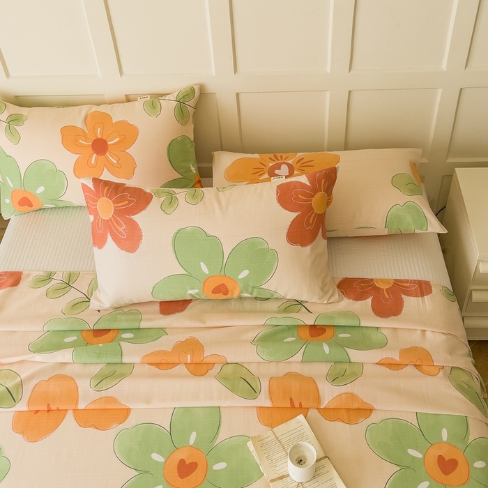 91家纺网 家纺一手货源 找家纺 首爱家纺 2026新款爆款印花原棉老粗布床单 语蝶