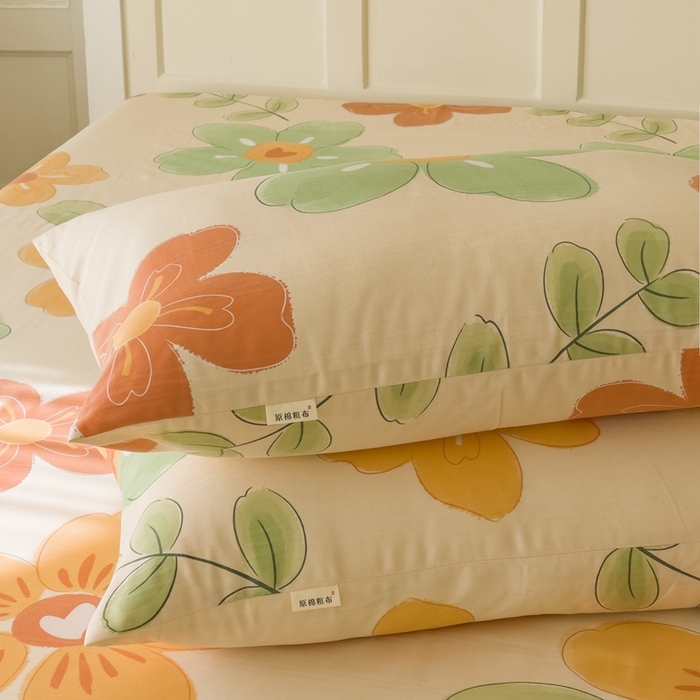 91家纺网 家纺一手货源 找家纺 首爱家纺 2026新款爆款印花原棉老粗布床单 语蝶