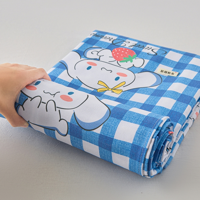 91家纺网 家纺一手货源 找家纺 首爱家纺 2026新款爆款印花原棉老粗布床单 玉贵狗-蓝格