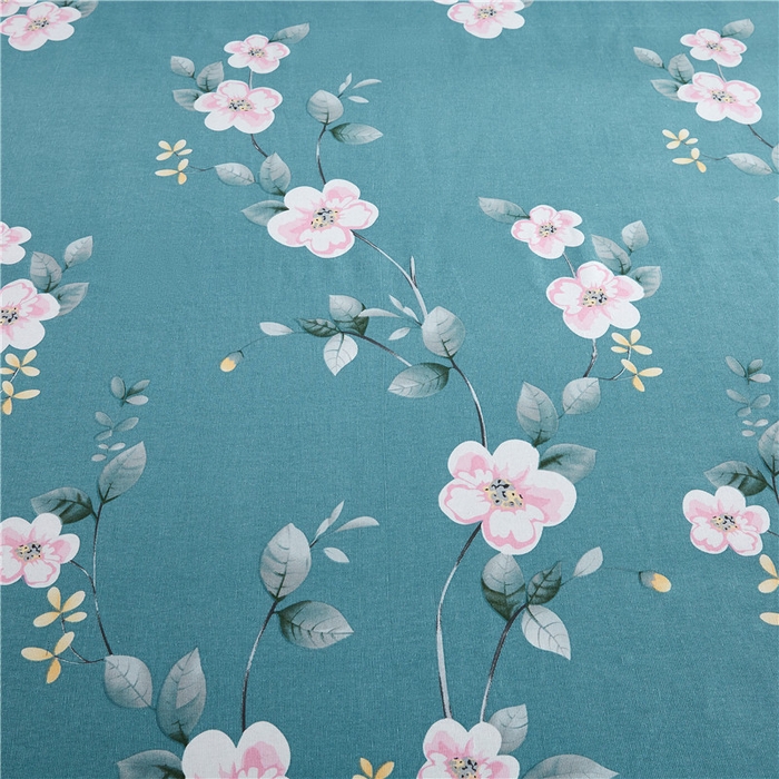 91家纺网 家纺一手货源 找家纺 首爱家纺 2026新款爆款印花原棉老粗布床单 醉花都-蓝