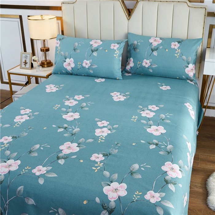 91家纺网 家纺一手货源 找家纺 首爱家纺 2026新款爆款印花原棉老粗布床单 醉花都-蓝