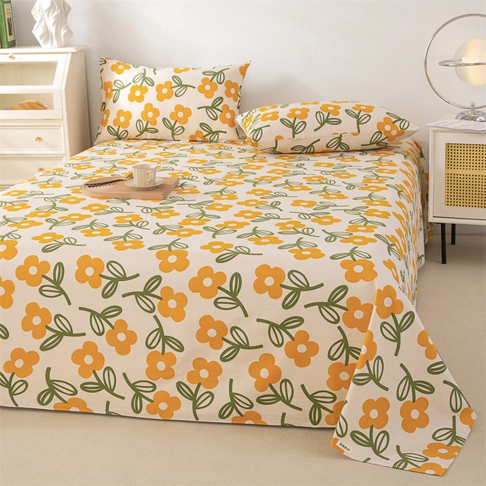 91家纺网 家纺一手货源 找家纺 首爱家纺 2026新款原棉标印花老粗布床单 花颜