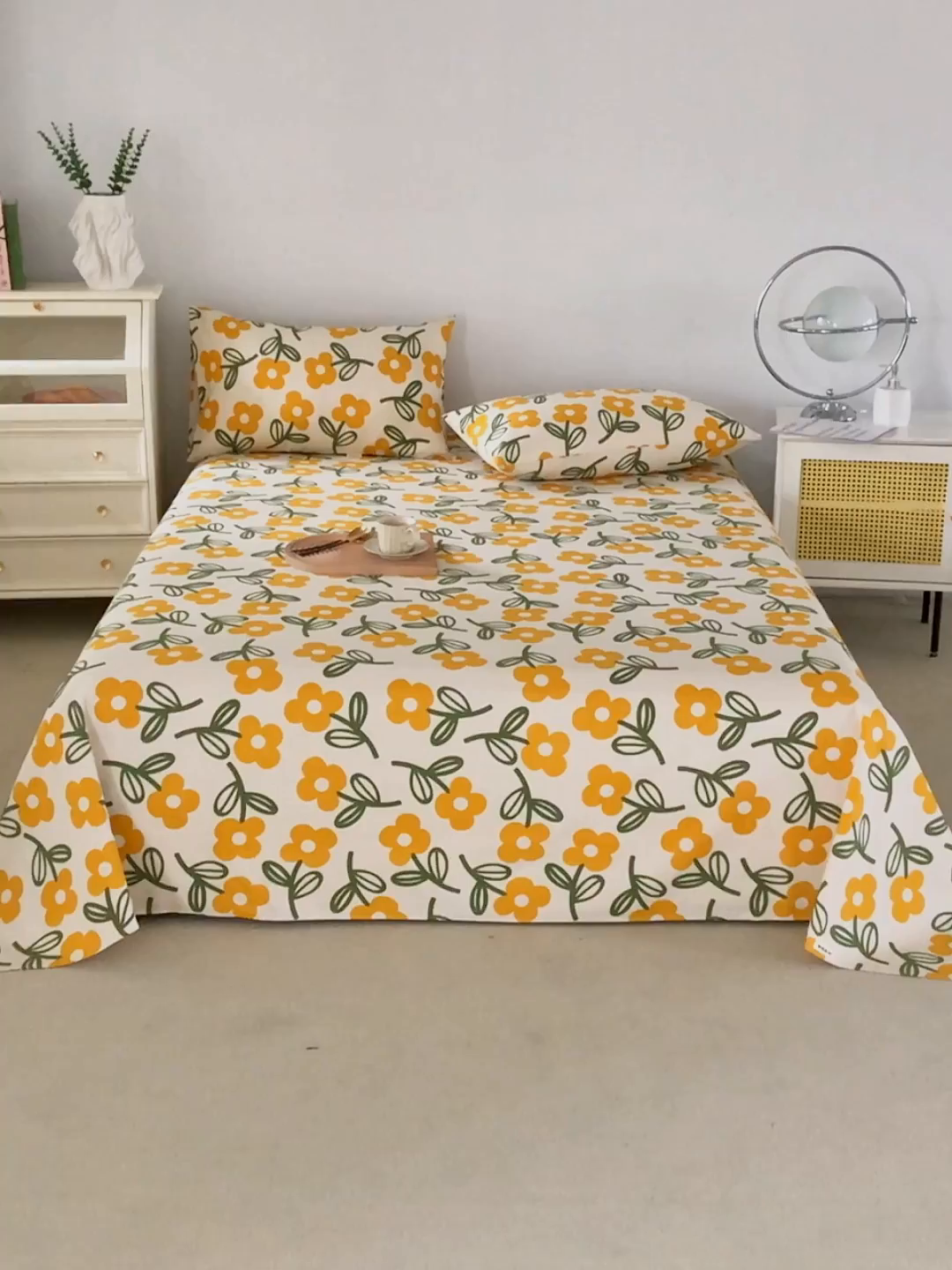 91家纺网 家纺一手货源 找家纺 首爱家纺 2026新款原棉标印花老粗布床单 花颜