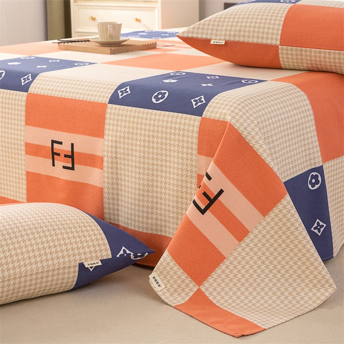 91家纺网 家纺一手货源 找家纺 首爱家纺 2026新款原棉标印花老粗布床单 简尚