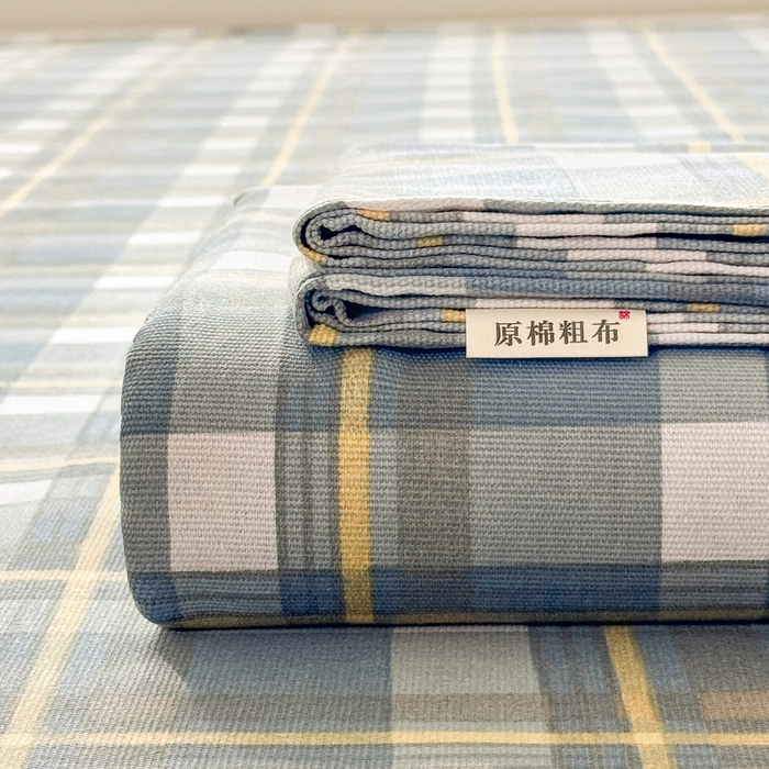 首爱家纺 2026新款原棉标印花老粗布床单 简兮蓝