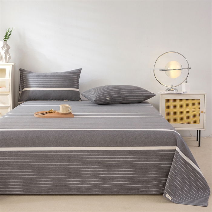 91家纺网 家纺一手货源 找家纺 首爱家纺 2026新款原棉标印花老粗布床单 冷灰