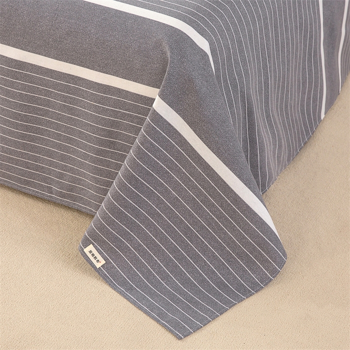 91家纺网 家纺一手货源 找家纺 首爱家纺 2026新款原棉标印花老粗布床单 冷灰