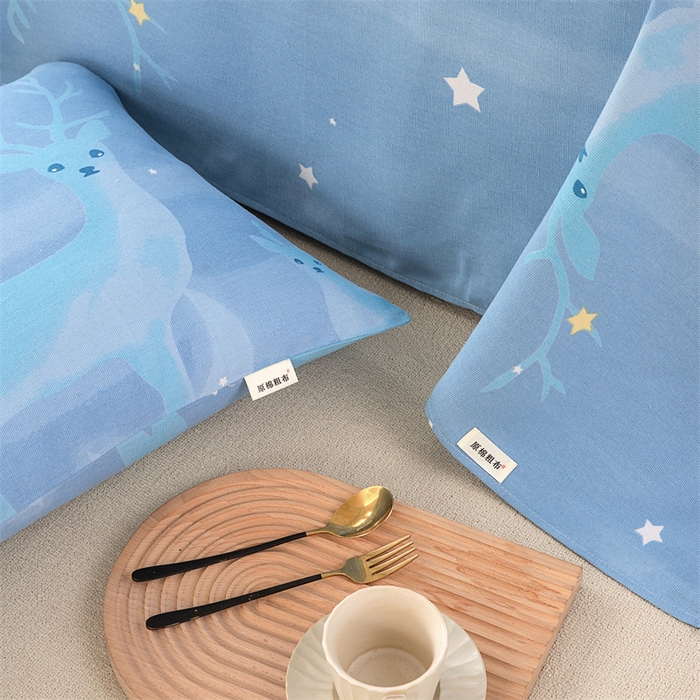 91家纺网 家纺一手货源 找家纺 首爱家纺 2026新款原棉标印花老粗布床单 梦幻小鹿