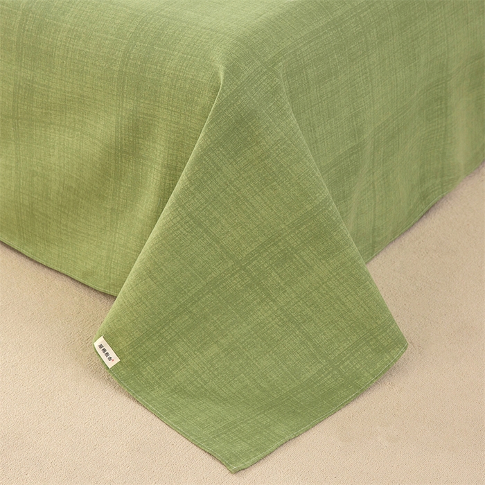 91家纺网 家纺一手货源 找家纺 首爱家纺 2026新款原棉标印花老粗布床单 嫩绿