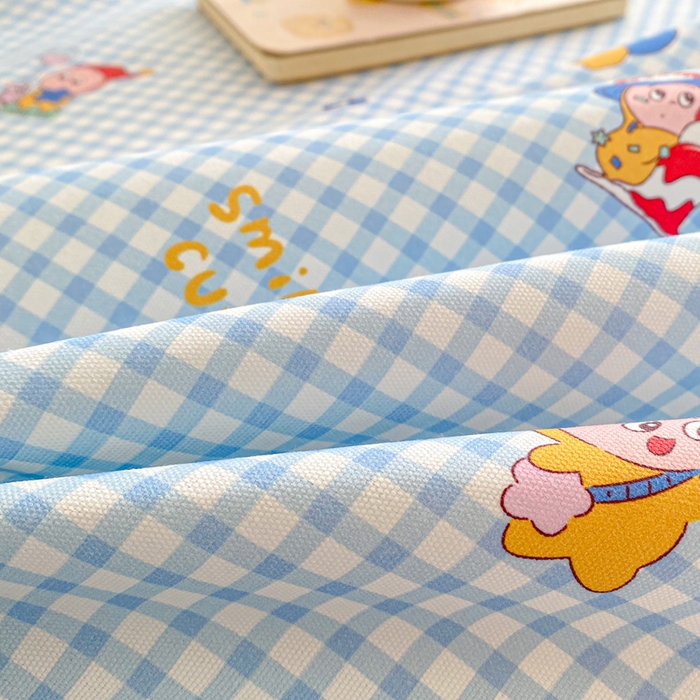 91家纺网 家纺一手货源 找家纺 首爱家纺 2026新款工艺款原棉印花老粗布床单系列 红帽格