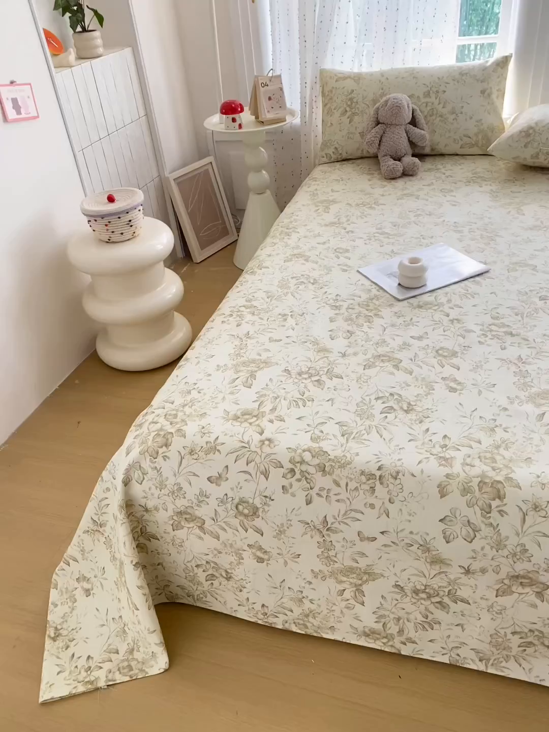 91家纺网 家纺一手货源 找家纺 首爱家纺 2026新款工艺款原棉印花老粗布床单系列 晴栀