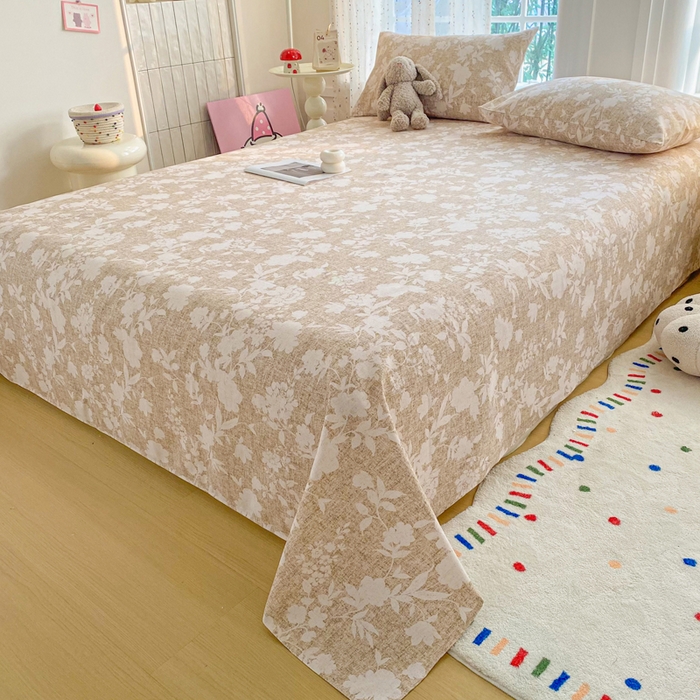 91家纺网 家纺一手货源 找家纺 首爱家纺 2026新款工艺款原棉印花老粗布床单系列 玉兰