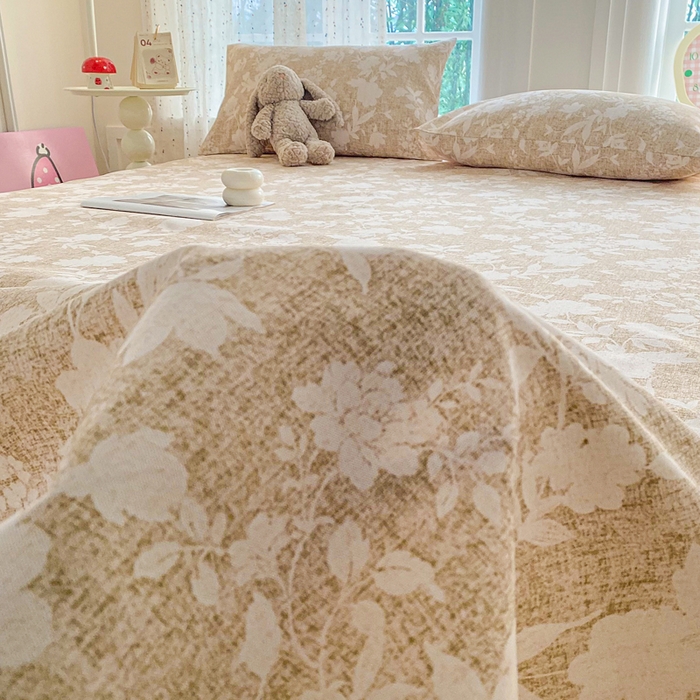 91家纺网 家纺一手货源 找家纺 首爱家纺 2026新款工艺款原棉印花老粗布床单系列 玉兰