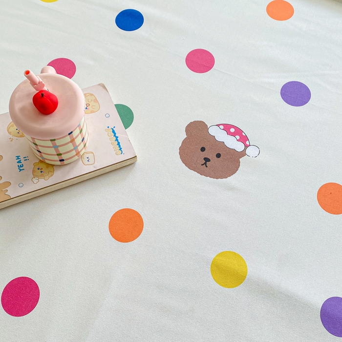 91家纺网 家纺一手货源 找家纺 首爱家纺 2026新款工艺款原棉印花老粗布床单系列 圆圈