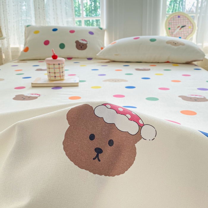 91家纺网 家纺一手货源 找家纺 首爱家纺 2026新款工艺款原棉印花老粗布床单系列 圆圈