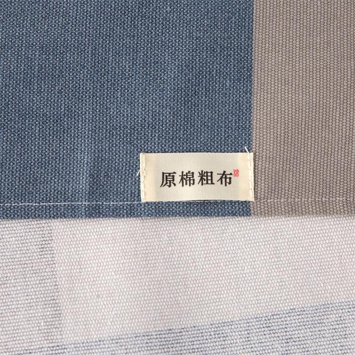 91家纺网 家纺一手货源 找家纺 首爱家纺 2026新款工艺款原棉印花老粗布床单系列 蓝格