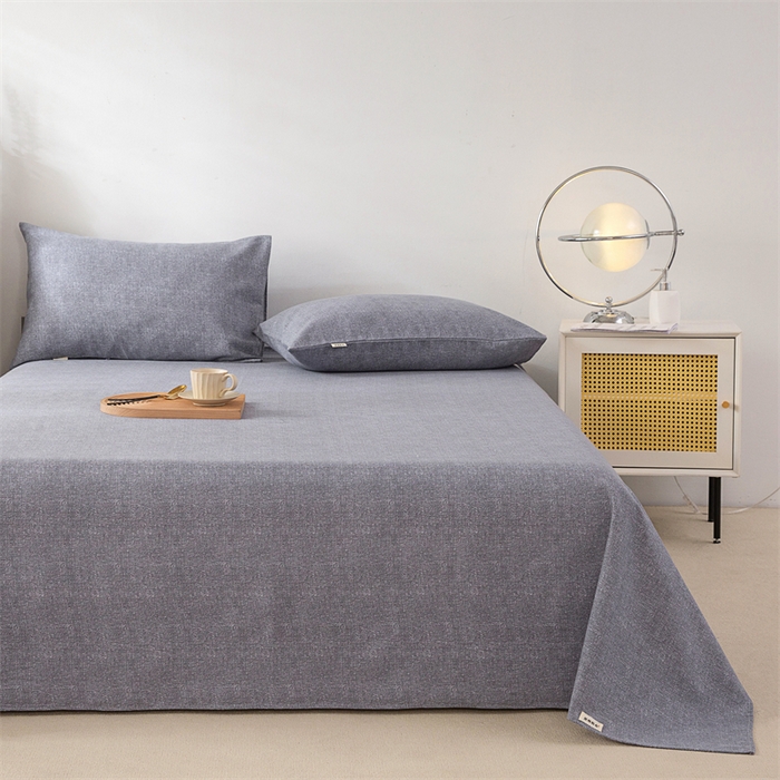 91家纺网 家纺一手货源 找家纺 首爱家纺 2026新款工艺款原棉印花老粗布床单系列 浅灰