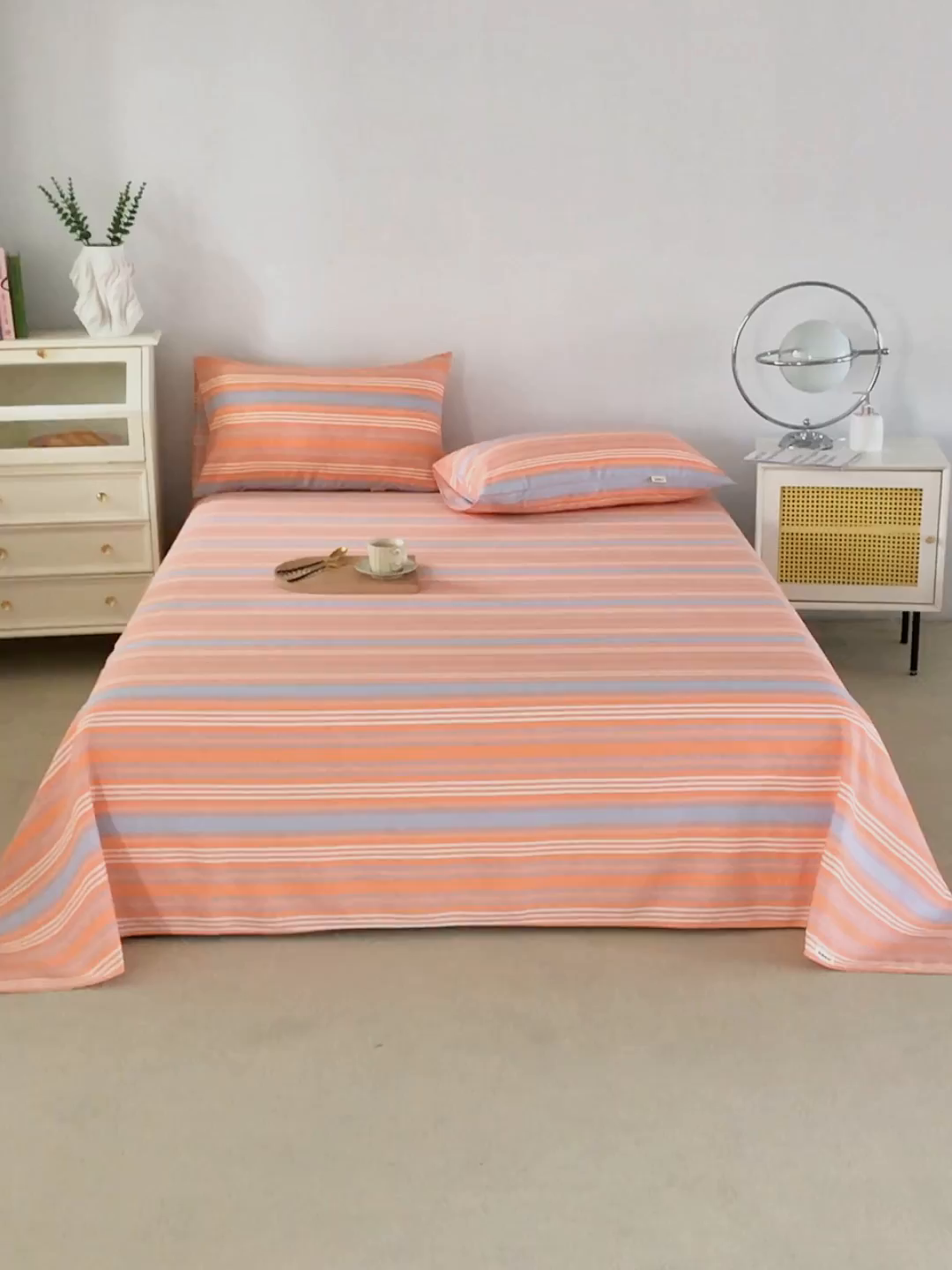 91家纺网 家纺一手货源 找家纺 首爱家纺 2026新款工艺款原棉印花老粗布床单系列 热恋