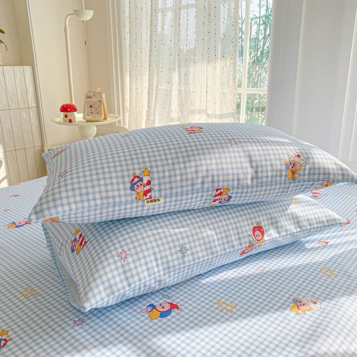 91家纺网 家纺一手货源 找家纺 棉乐町家居 2026新款工艺款原棉印花老粗布床单系列 红帽格