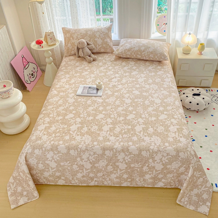 91家纺网 家纺一手货源 找家纺 棉乐町家居 2026新款工艺款原棉印花老粗布床单系列 玉兰