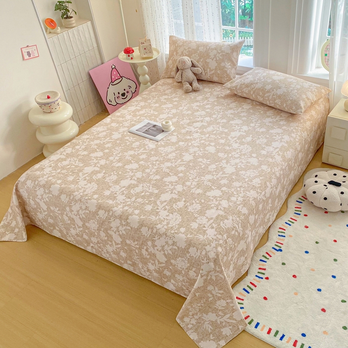 91家纺网 家纺一手货源 找家纺 棉乐町家居 2026新款工艺款原棉印花老粗布床单系列 玉兰