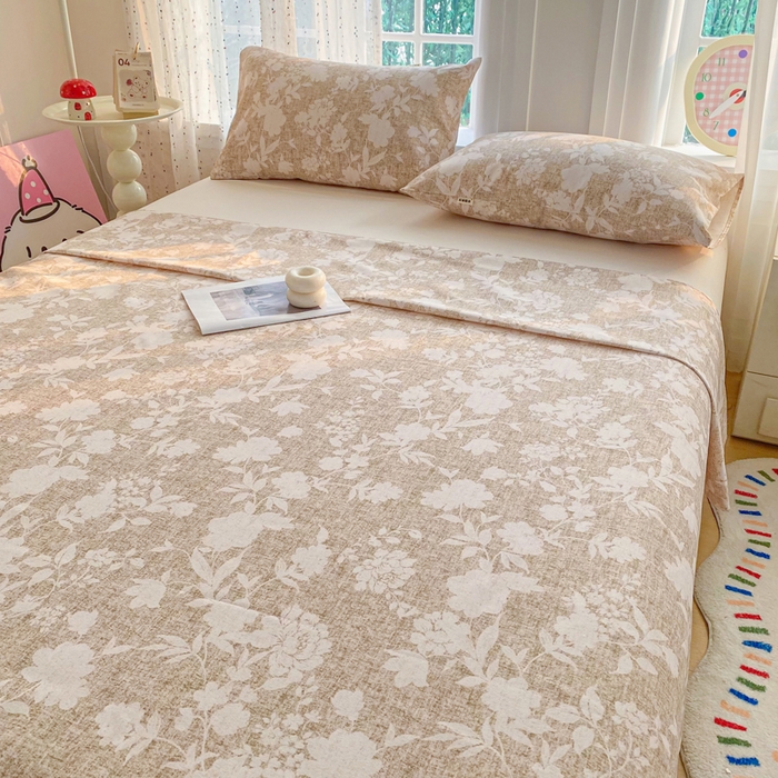 91家纺网 家纺一手货源 找家纺 棉乐町家居 2026新款工艺款原棉印花老粗布床单系列 玉兰