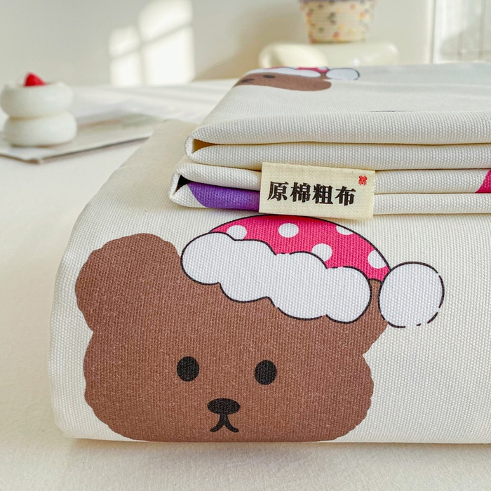 棉乐町家居 2026新款工艺款原棉印花老粗布床单系列 圆圈