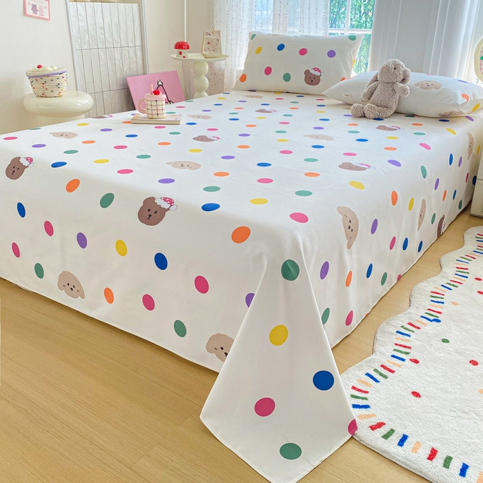 91家纺网 家纺一手货源 找家纺 棉乐町家居 2026新款工艺款原棉印花老粗布床单系列 圆圈