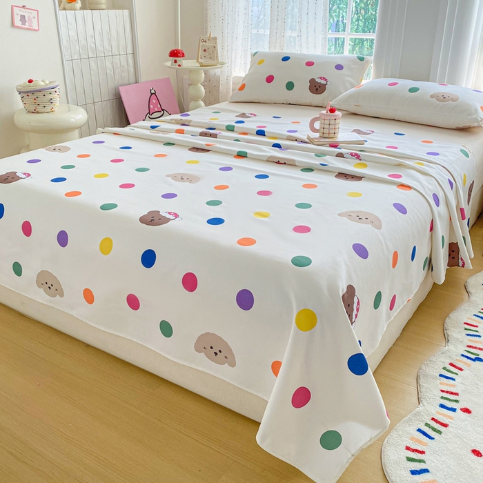 91家纺网 家纺一手货源 找家纺 棉乐町家居 2026新款工艺款原棉印花老粗布床单系列 圆圈