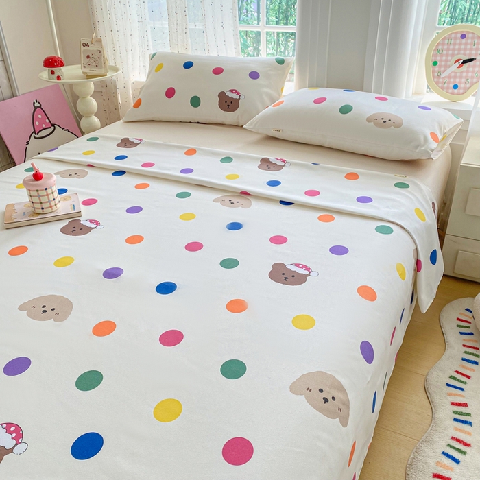 91家纺网 家纺一手货源 找家纺 棉乐町家居 2026新款工艺款原棉印花老粗布床单系列 圆圈