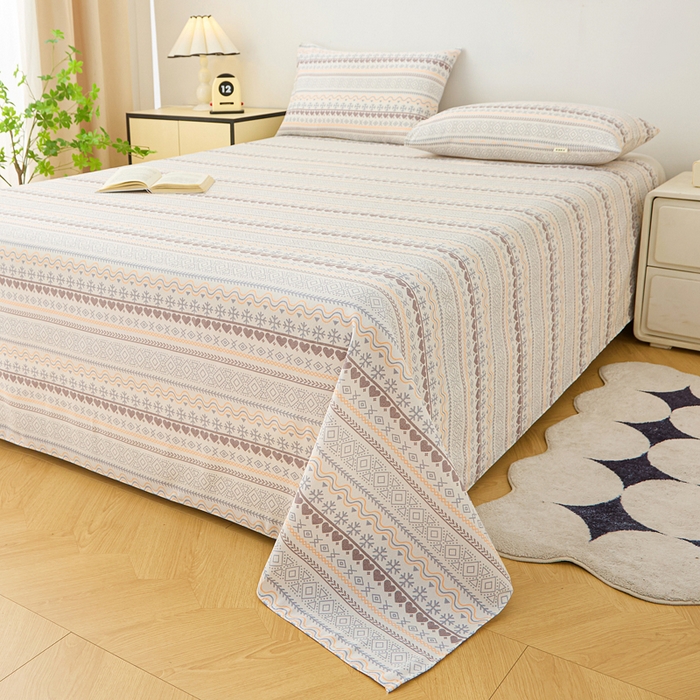 91家纺网 家纺一手货源 找家纺 棉乐町家居 2026新款工艺款原棉印花老粗布床单系列 波西米亚