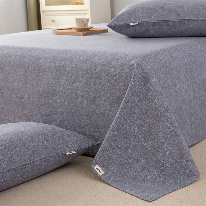 91家纺网 家纺一手货源 找家纺 棉乐町家居 2026新款工艺款原棉印花老粗布床单系列 浅灰